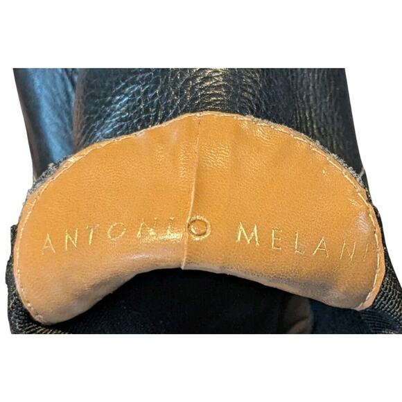 Antonio Melani Chelsea Boots Womens 6 Black Pebbled Italian Leather Ankle Bootie - Picture 7 of 14